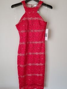 Emerald Sundae high neck red body con Nwt Medium